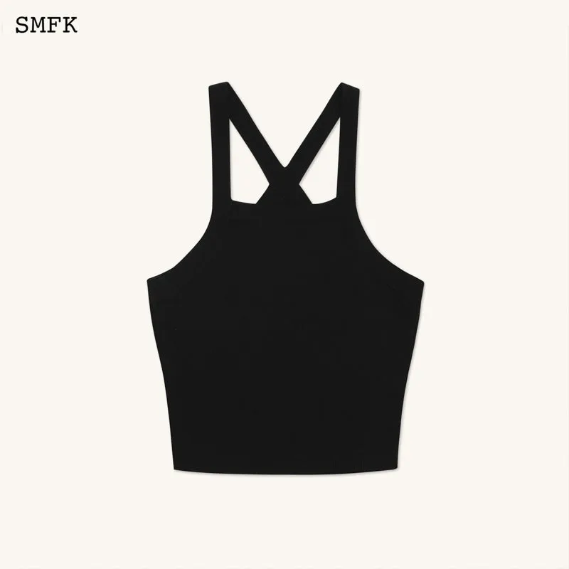 Temple Chinese Bandeau Sporty Top Black