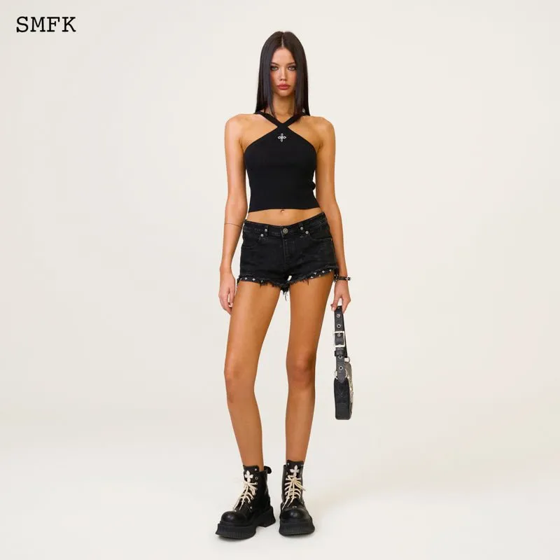 Temple Chinese Bandeau Sporty Top Black